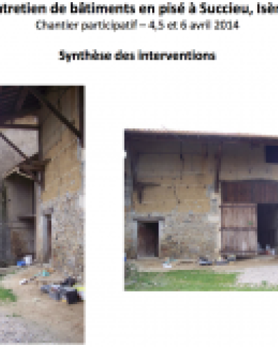 Entretien de bâtiments en pisé à Succieu, Isère