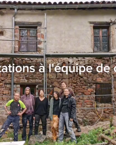 Enduit chaux sur façade en pisé à Montrottier (69)